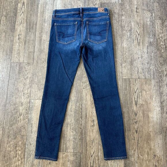 American Eagle SUPER SKINNY Womens Size 6 Mid Rise Blue Jeans Denim Pants 29x29 - Picture 3 of 11